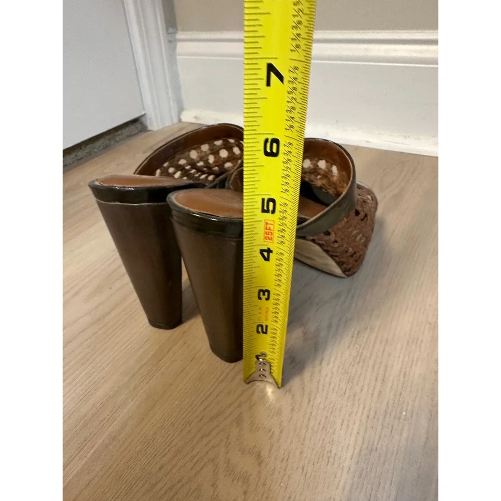 Cole Haan Women High Heels Mules Sandals Sz 8B Stephanie‎ Brown Woodbury D337775 - Picture 5 of 8